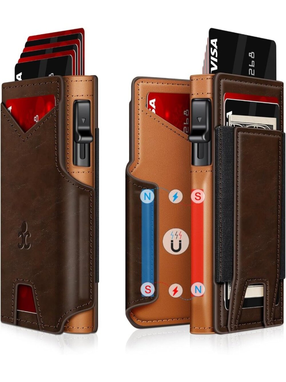 Slim Minimalist Wallet for Men | RFID Blocking, Pop-Up Card Holder, ID Window